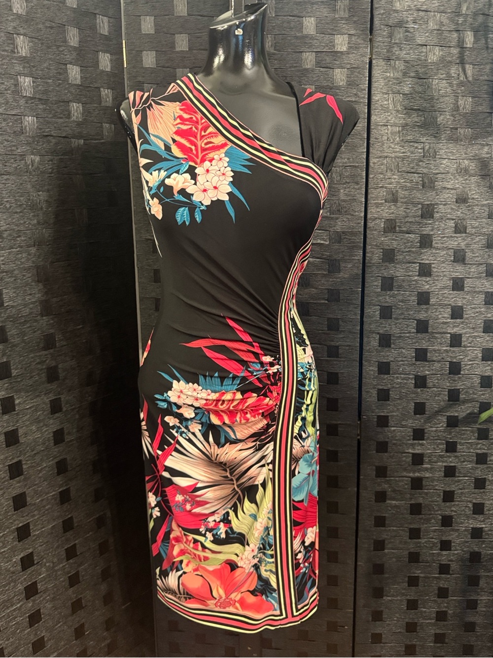 Cache Tropical Vibe Bodycon Dress Y2K Glamour Sz 2